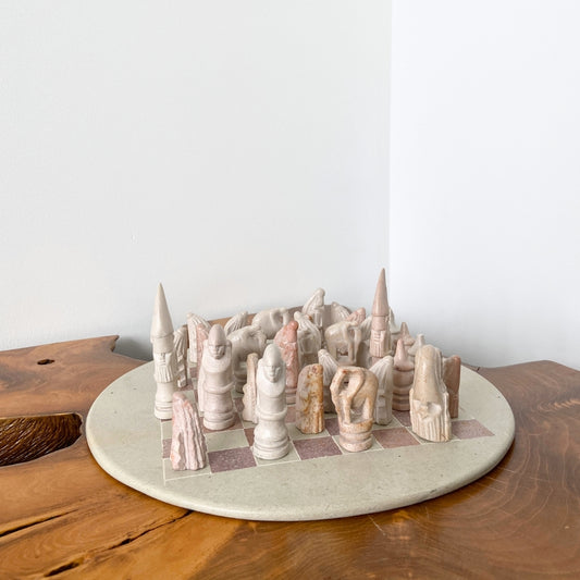 Vintage African soapstone chess set