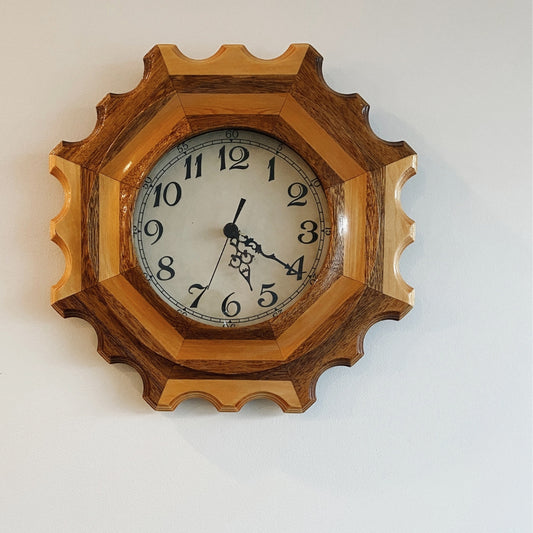 Turned wood cottage-core clock