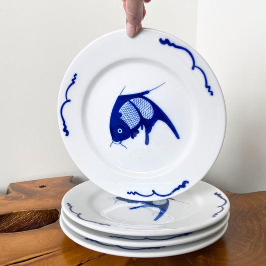 Hand-painted Chinese koi fish plates