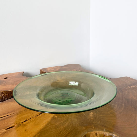 Handblown glass lowrise green bowl